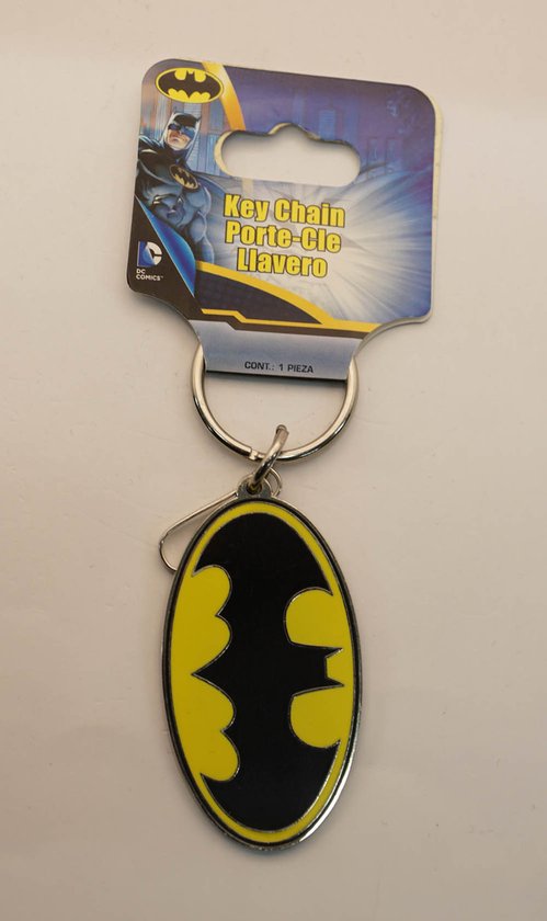 Sleutelhanger Batman - metalen batman sleutelhanger - official licensed product batman sleutelhanger - superhelden sleutelhanger - superheld batman keyring - keyring batman zwart op geel ondergrond