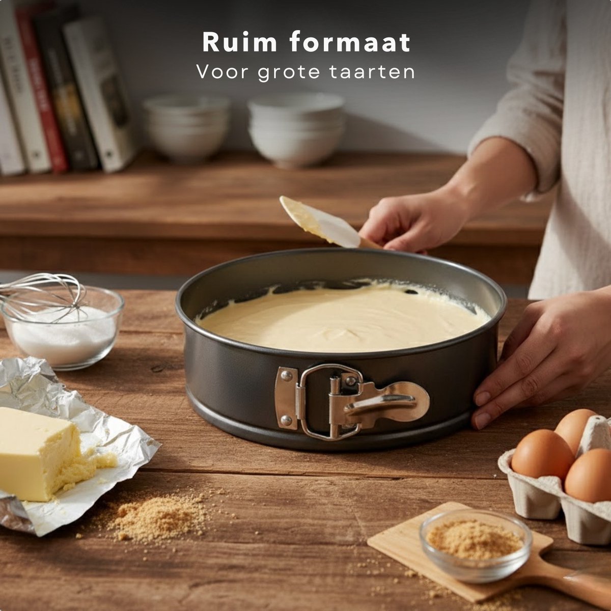 Cheqo® Springvorm - Springvorm Bakvorm - Springvorm Taartvorm - Ronde Springvorm - Ronde Taartvorm - Taartvorm - Bakvorm Rond - Bakblik Rond - Cakevorm - Quichevorm - Springvorm Anti Aanbak - Zwarte Springvorm – foto 2
