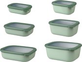 Mepal Bewaardoos 6 delig Cirqula - 500ml. 750 ml. 1000 ml. 1500 ml. 2000 ml. 3000 ml - Rechthoekig - Nordic sage