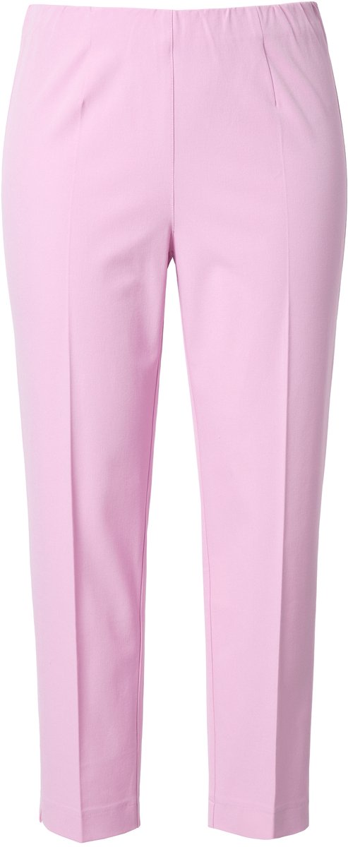 Ulla Popken - Dames - 7/8-broek biezen smalle broekspijpen elastische tailleband - Oudroze - Maat 52