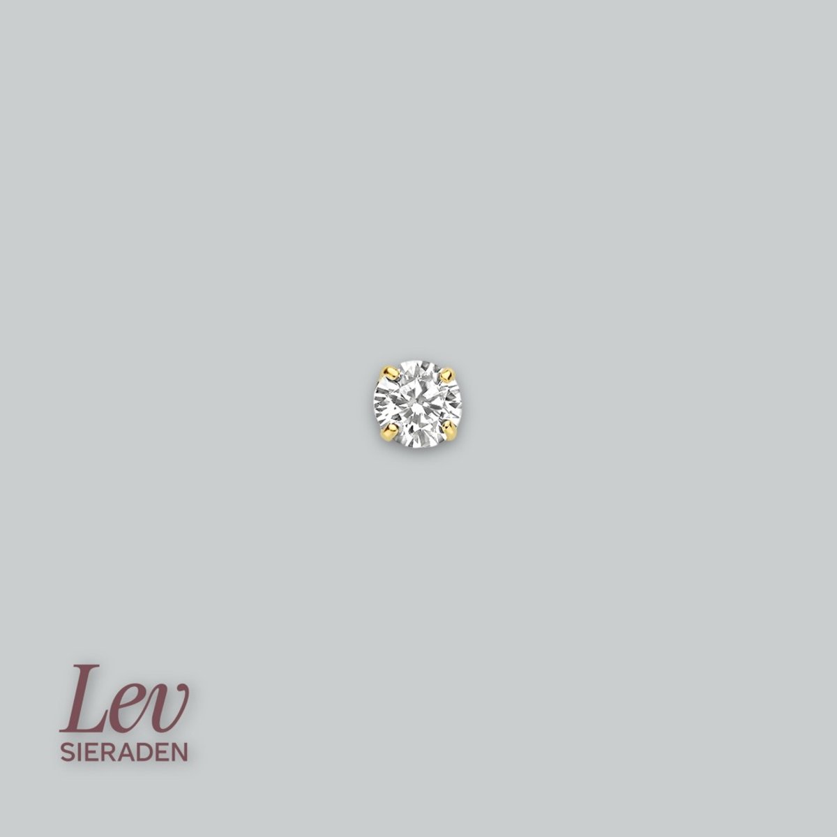 14 karaat geelgouden oorknop zirkonia - Lev Sieraden - per stuk