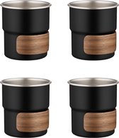 My Green Deal - Set de 4 tasses à café en acier inoxydable sans anse - 280ML - Double paroi - Tasses à cappuccino - Tasse Senseo