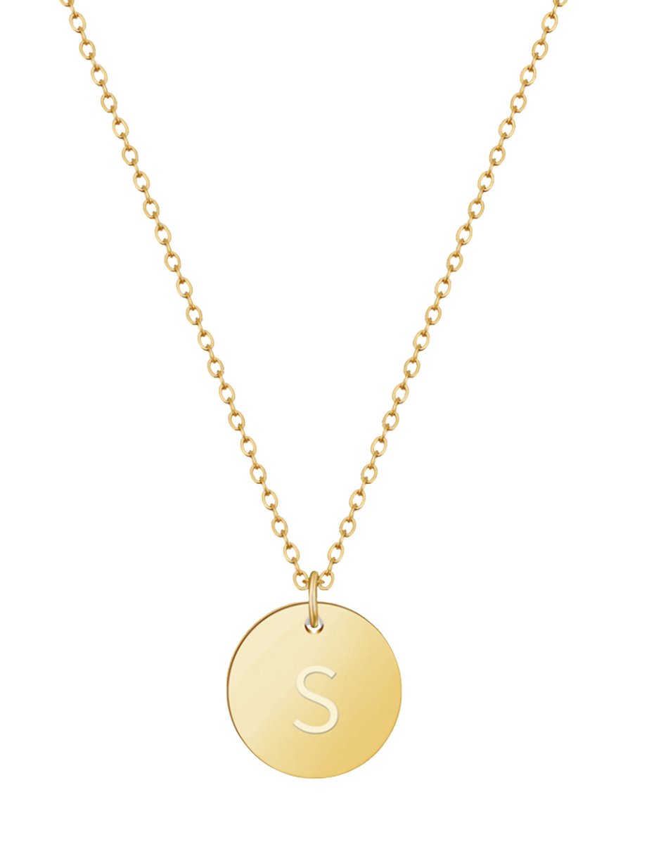 good.designs Ketting 18 K verguld met lettermunt S