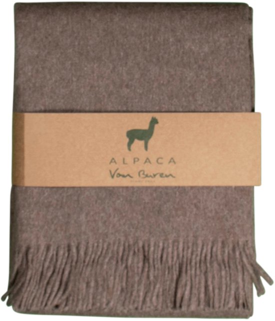 Bruine alpaca wollen plaid met wikkelband van Van Buren.