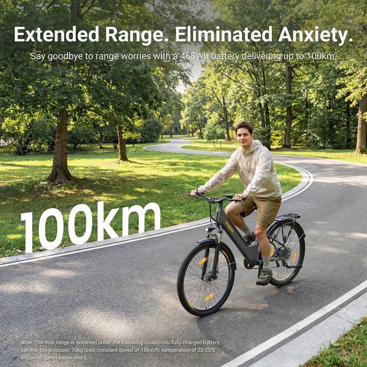 Eleglide T1 ST E-bike, 100km Bereik, 250W Motor, 45Nm, Shimano 7v, Demper met Sperre, Step-Thru, LCD, USB, Schijfremmen thumbnail 2