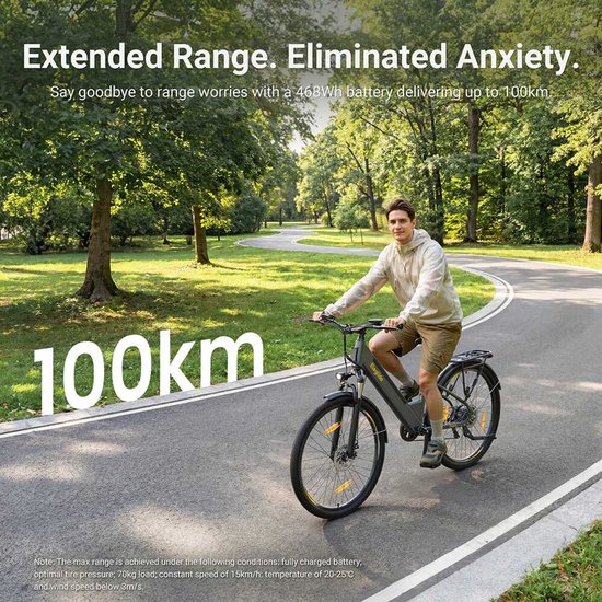 Eleglide T1 ST E-bike, 100km Bereik, 250W Motor, 45Nm, Shimano 7v, Demper met Sperre, Step-Thru, LCD, USB, Schijfremmen​ van Eleglide — afbeelding 2