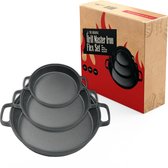 Grill Master Iron Grip Set van 3 - Gietijzeren Pan - Gietijzeren Pannenset - Voor BBQ - Met Zij-Oren - 15/20/25cm - Papa Cadeau Voor Mannen - Vaderdag