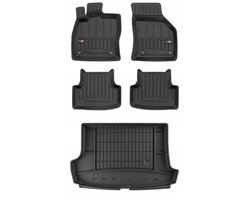 Frogum ProLine Complete Set: Luxe Rubberen Automatten + Kofferbakmat - Geschikt voor VW T-Roc vanaf 2017 - Hoge laadvloer - Perfecte Pasvorm - Geurloos TPE - Zwart