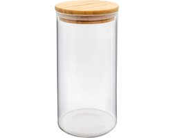 NERTHUS FIH 782 glazen voorraadpot met bamboedeksel, 1100 ml