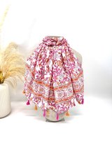 Lange dames sjaal Suze-gebloemd motief-fuchsia wit roze oranje