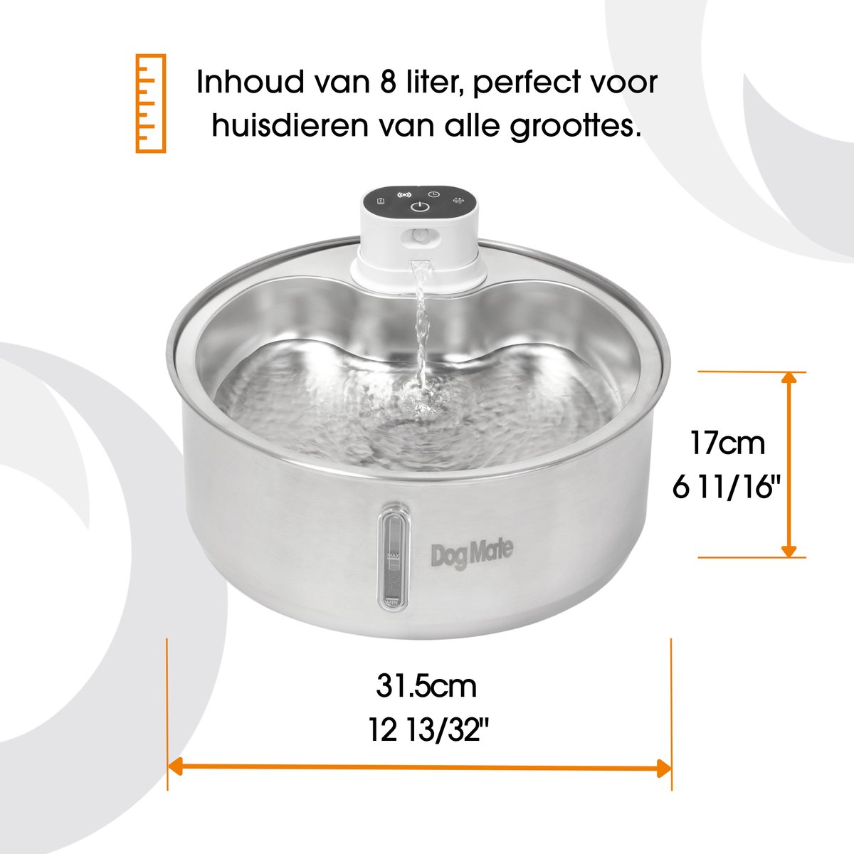 Dog Mate - Drinkfontein Hond - 8 Liter - RVS - Draadloos & Automatisch met Bewegingssensor thumbnail 8