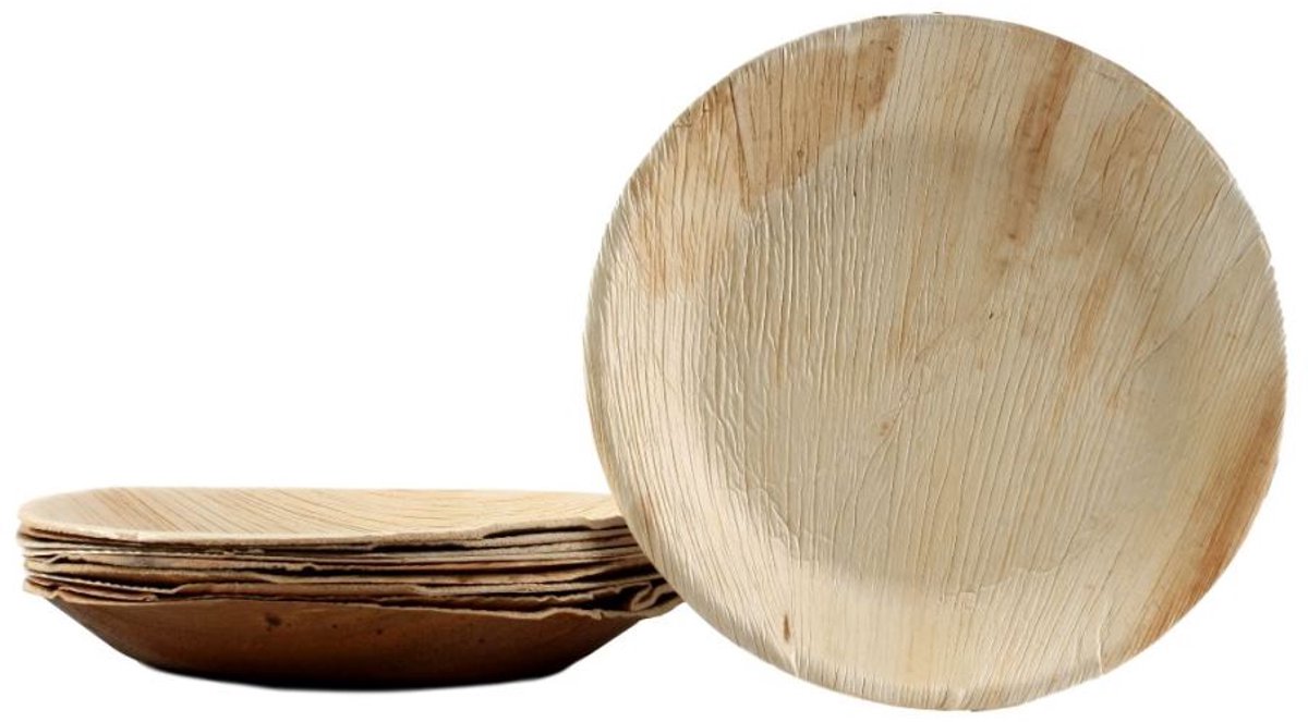50x Palmblad Eco-bord Bio-servies rond Gr. 25 cm Party wegwerp composteerbaar
