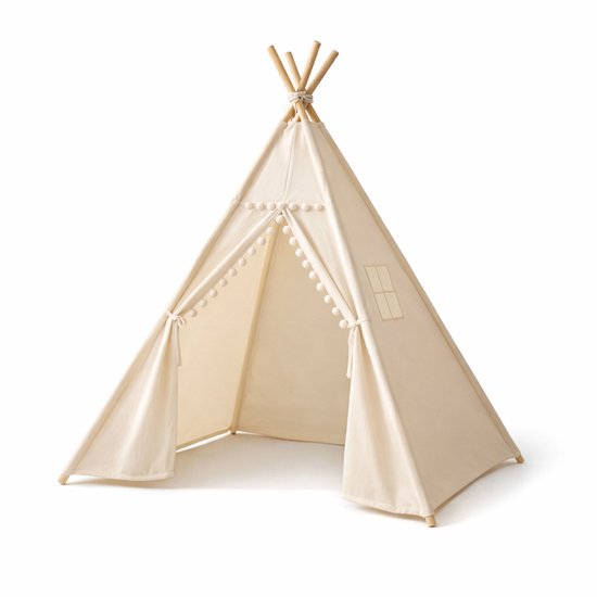 Tipitent voor kinderen, kindertent met vloermat en lichtketting