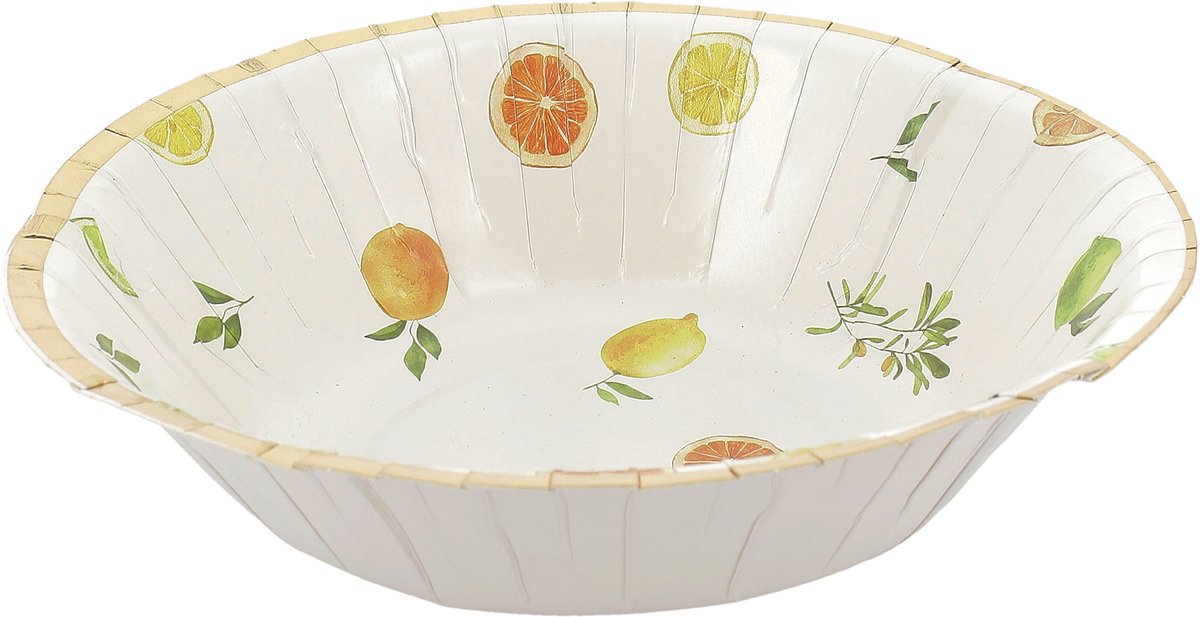 ARTYFETES - 8 Fizz citrus kartonnen kommen crème, oranje, geel en goud 13,5cm fruitig decor