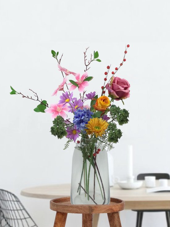 The Bloomistic® – Zijden Boeket – 60-75 cm hoog – Kunstbloemen – 8 stelen – decoratie – nepbloemen – moederdag cadeautje – decoratie woonkamer