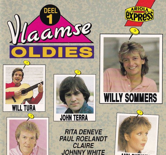 Collage van foto's van Vlaamse artiesten met 'Vlaamse Oldies Deel 1' tekst.
