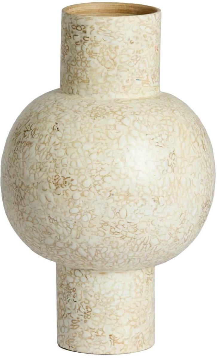 Vaas Girona - Crème - Ø24x38cm - Bamboe - Modern - Bloemenvaas - Woondecoratie - Decoratieve vaas voor woonkamer of slaapkamer - Moederdag - Moederdag cadeautje - Moederdag cadeau voor mama