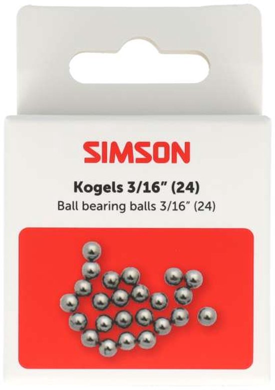 Doosje met 24 zilverkleurige kogellagers van Simson, 3/16 inch.