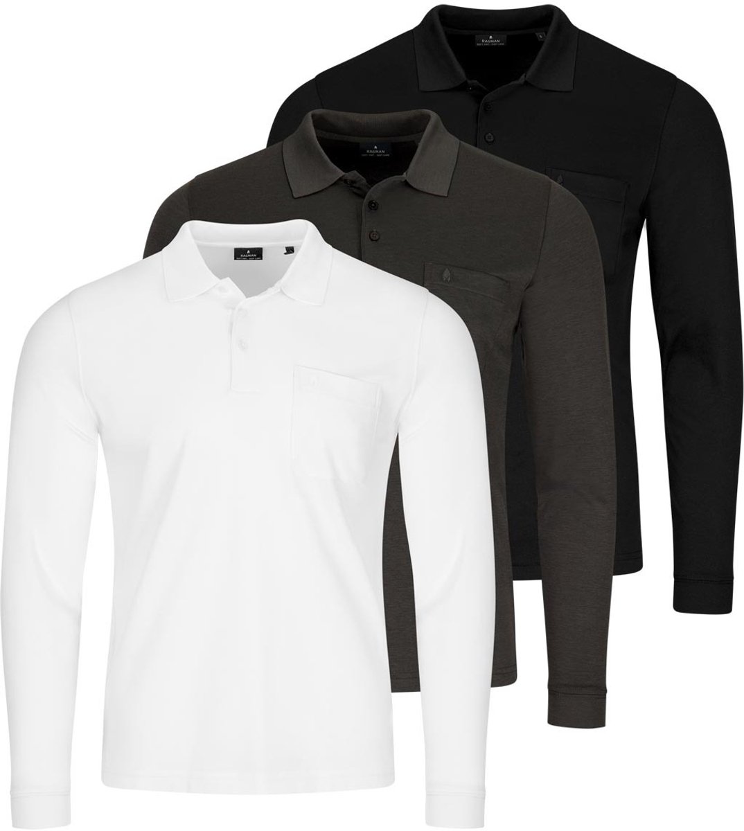 RAGMAN Heren poloshirt 3 pack Basic