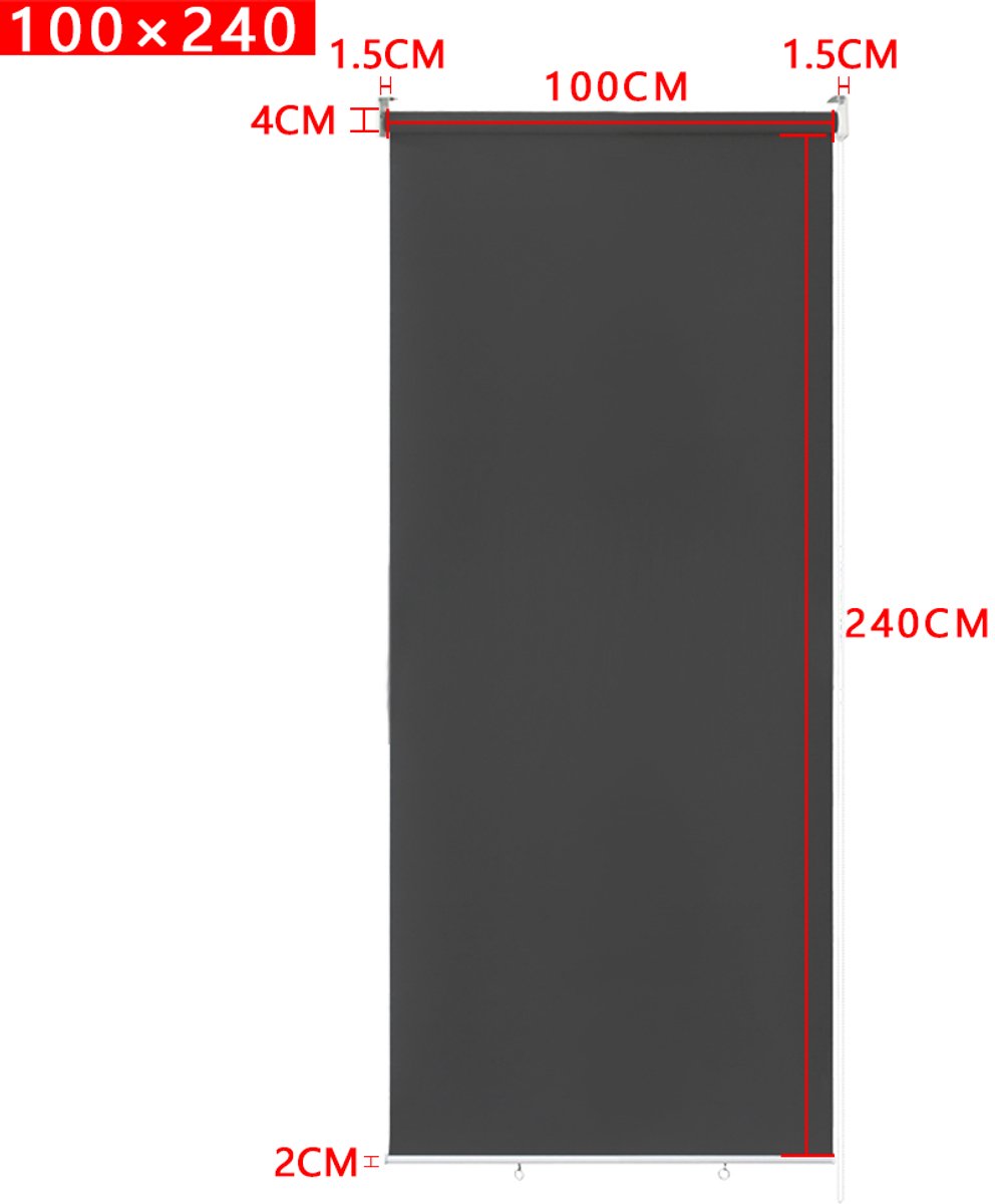 Verduisterend Rolgordijn 100x240cm Buiten Zonder Boren Met Reflecterende Thermofunctie UV-Beschermend Springrolluik Voor Raam Deur Tuin Antraciet NAIZY – foto 3
