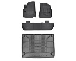 Frogum ProLine Complete Set: Luxe Rubberen Automatten + Kofferbakmat - Geschikt voor PEUGEOT Partner II vanaf 2008 - Perfecte Pasvorm - Geurloos TPE - Zwart