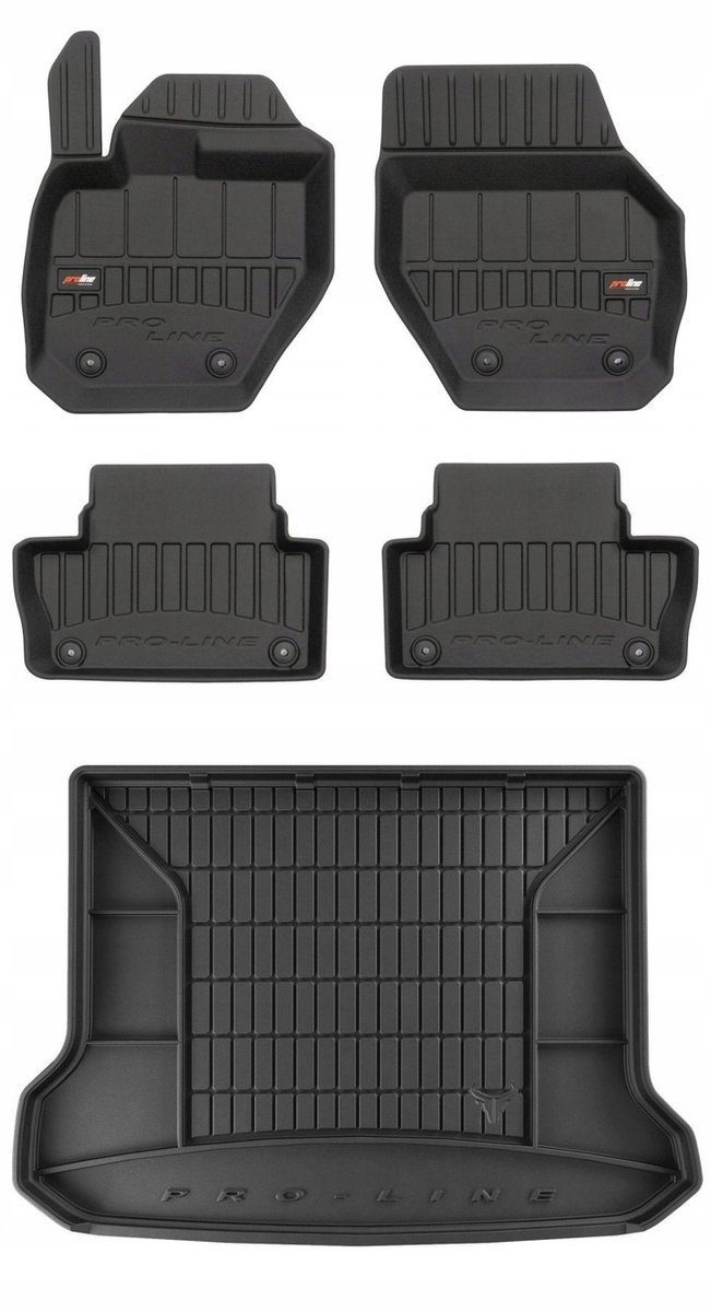 Frogum ProLine Complete Set: Luxe Rubberen Automatten + Kofferbakmat - Geschikt voor VOLVO XC60 I 2008-2017 - Perfecte Pasvorm - Geurloos TPE - Zwart