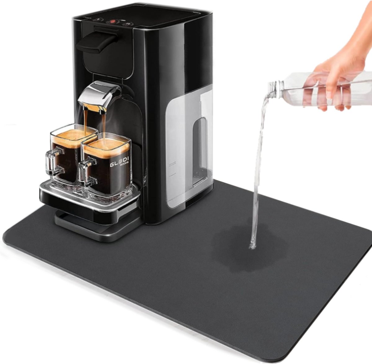GLODI GOODS® Koffie absorberende afdruipmat - 40x50 cm – tampermat koffiemat - keuken en thee accessoires - Antraciet