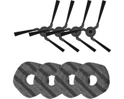 4x Zijborstel, 4x Mop Pad Geschikt voor Eufy X9 Pro, X10 Pro Omni Robotstofzuiger Accessoires