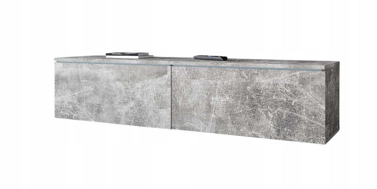 Bratex - TV-meubel - 140 cm breed - Beton Look Mat - Hangend of Staand - 2-deurs