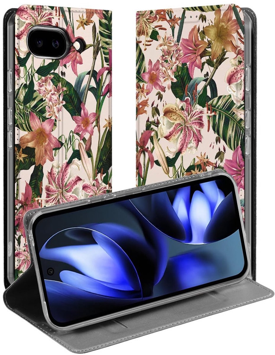 Google Pixel 9a Smart Cover Hoesje Flowers
