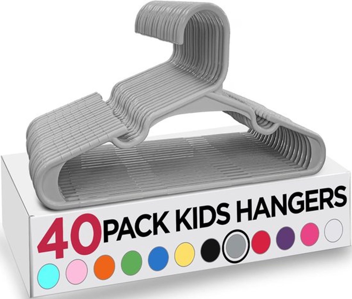 Candala Fluwelen Kinderhangers Set van 40 - Grijs, Anti-Slip en Ruimtebesparend