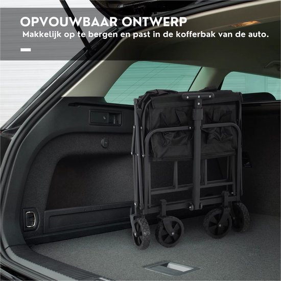 DIMICO - Bolderkar opvouwbaar - Bolderkarren - Kar - Trekkar - Strandkar- Camping - Zwart - 120KG belasting - Verstelbaar van Merkloos — afbeelding 4