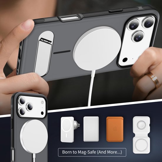Étui IYUPP compatible avec iPhone 17 - Compatible avec MagSafe - Avec Support Kickstand - Coque Arrière - Vert