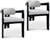 Eetkamerstoel Atlantic - Set van 2 - Bouclé Stof - Zwart Onderstel - Massief Beukenhout - Japandi - Scandinavisch Design