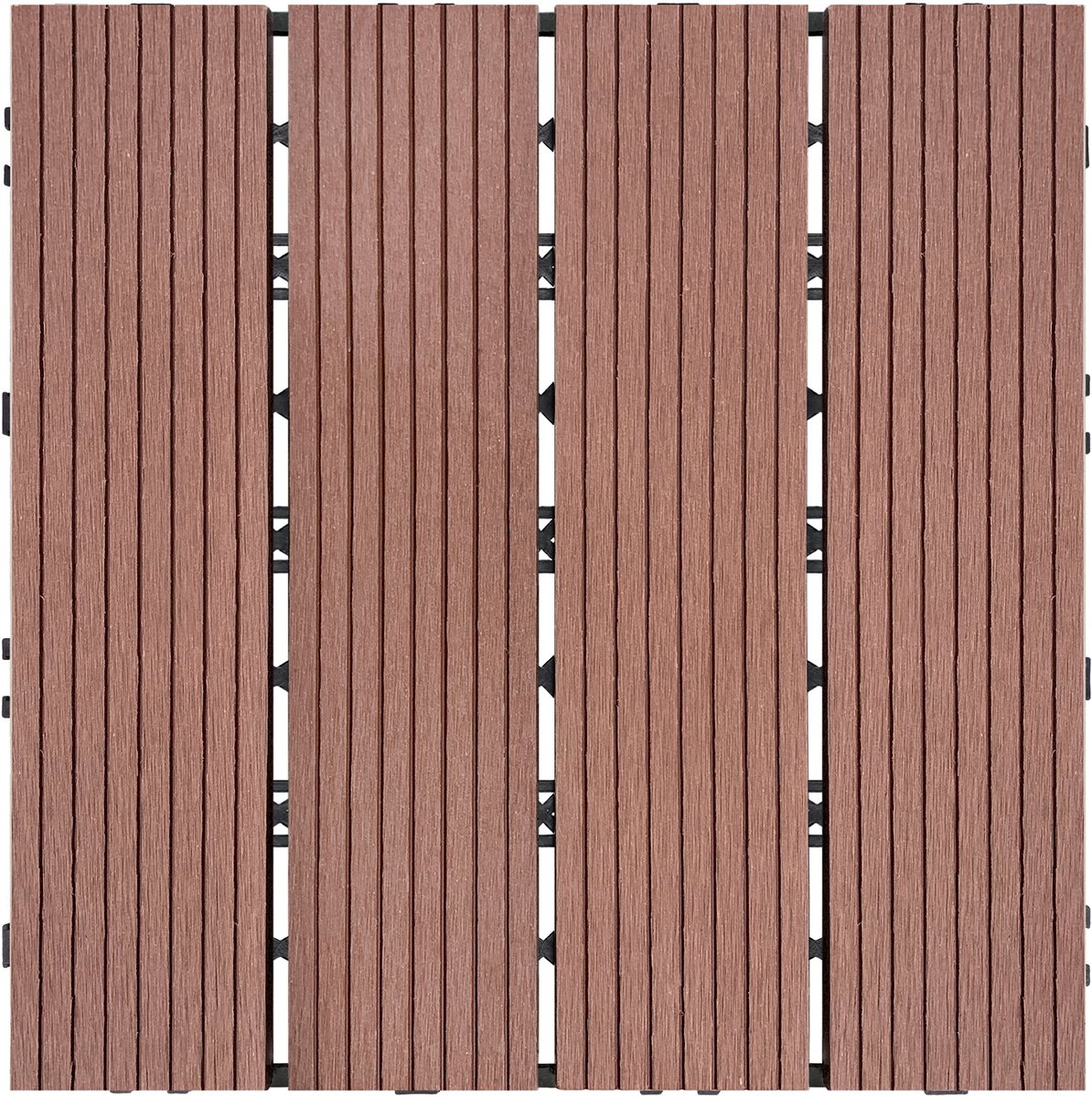 ACXIN WPC Balkon Tegels Kliksysteem Terrasvloeren Kunststof Houtlook Balkonvloer Tuin Terras 30x30 Cm 11-Delig - Ziegelbruin