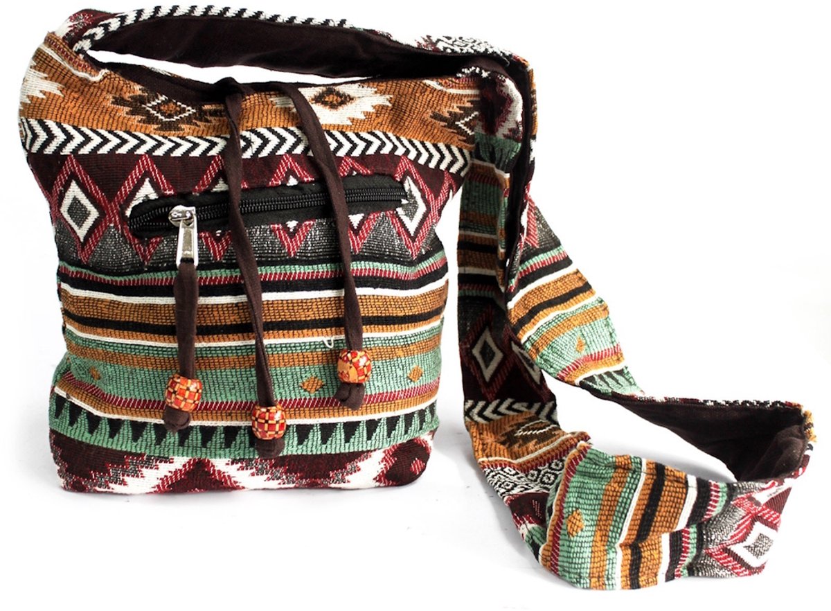 Jacquard Schoudertas - Chocolate Sling Bag - 20 x 22 cm
