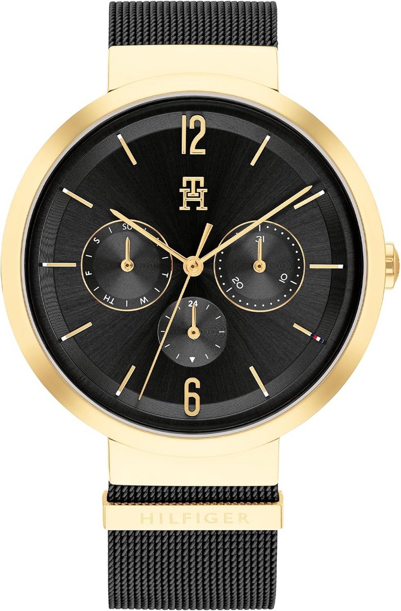 Dameshorloge Multifunctioneel Zwart Roestvrijstalen Mesh Armband