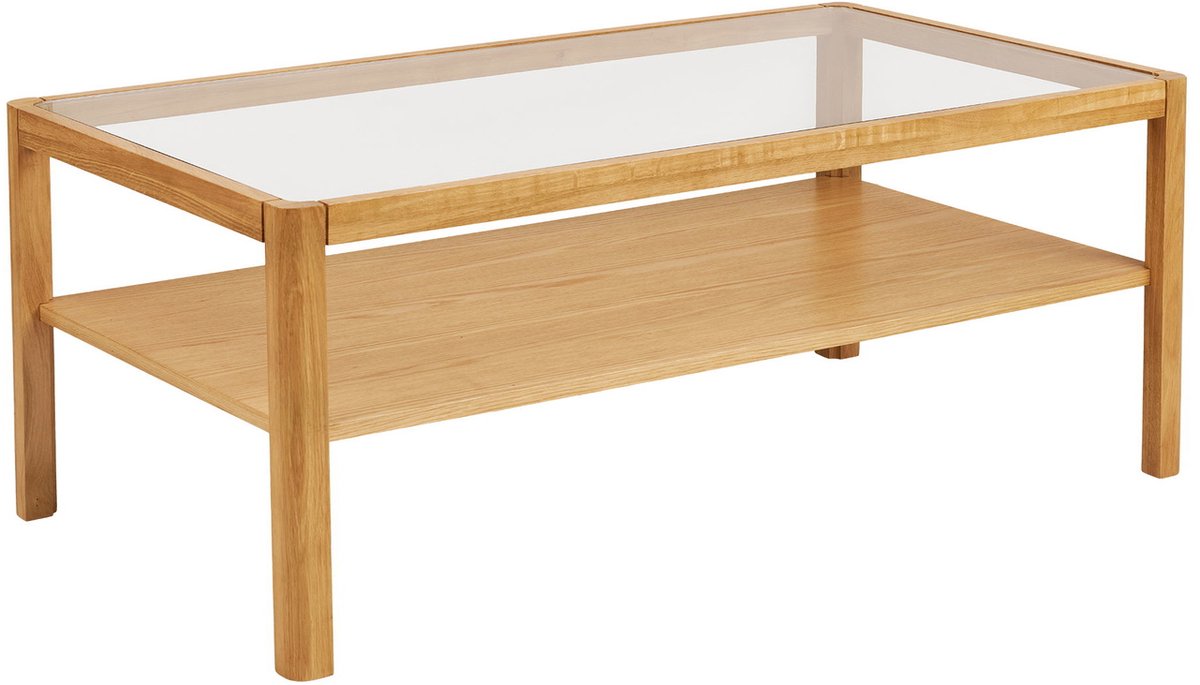 House Nordic Salontafel Lourmarin - Rechthoek Naturel Hout Glas - 110x60x45cm
