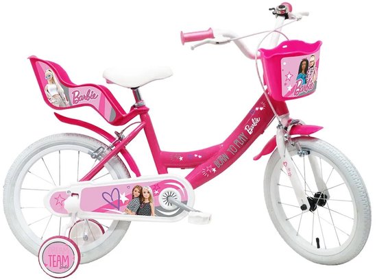 16 inch Barbie fiets met luchtbanden, poppenzitje en mandje van Merkloos — afbeelding 2