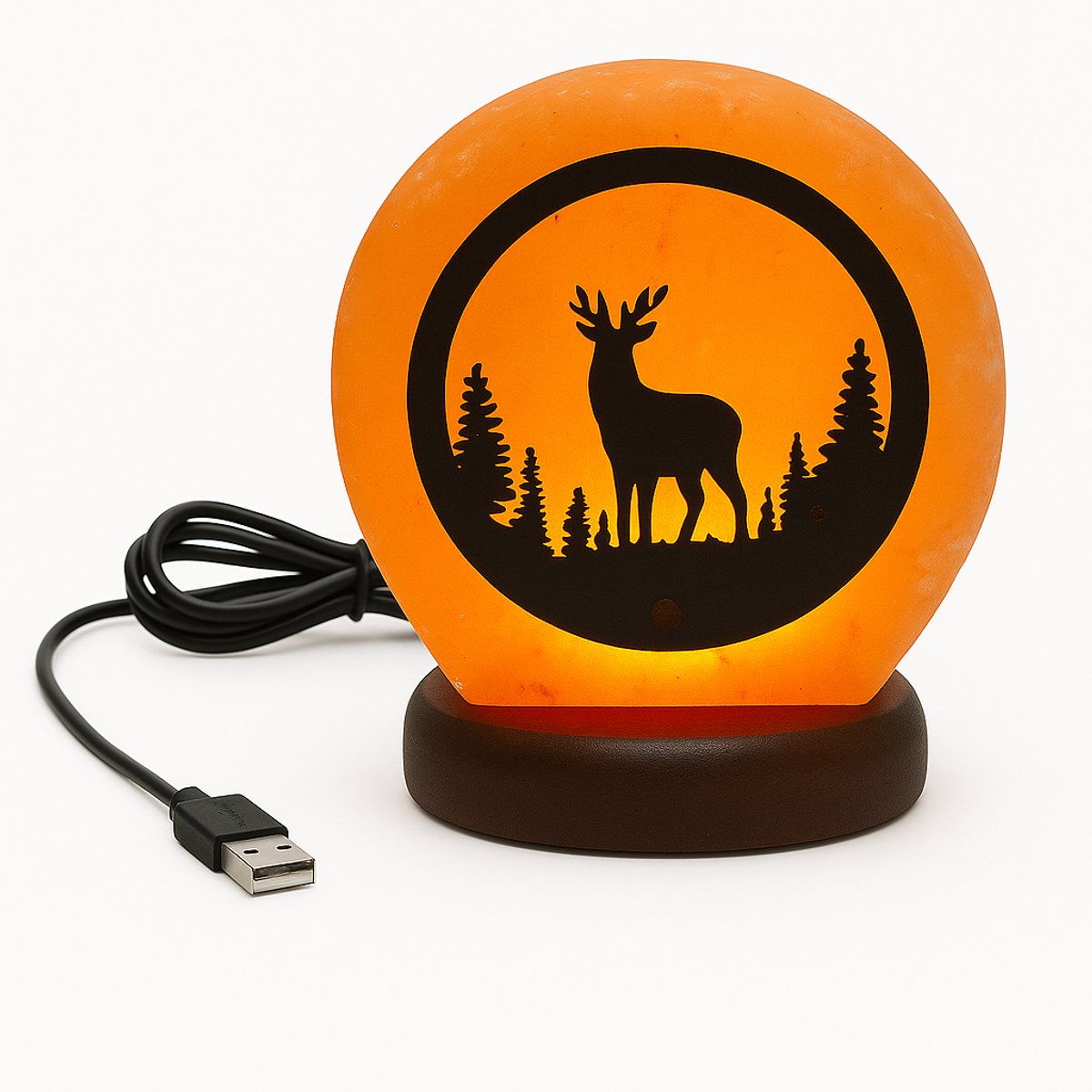 Himalayazout - Zoutlamp - Tafellamp - 3D (Xmas Deer) met 75cm snoer en USB - 8x12x10cm - 0.8kg