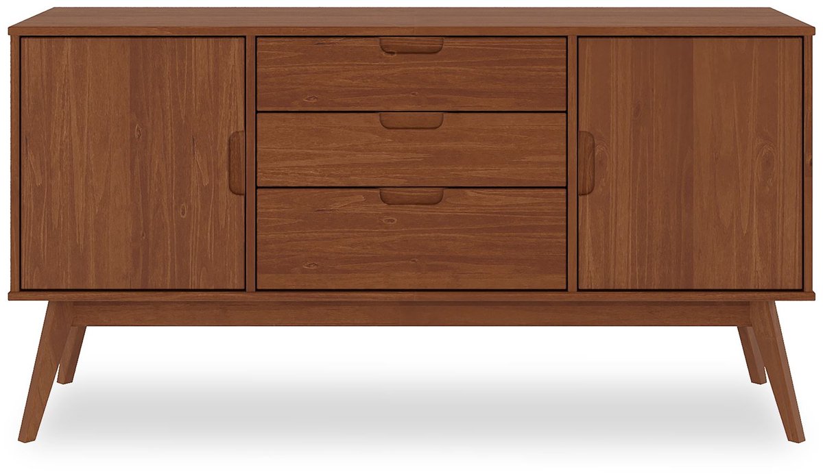 IDIMEX TIVOLI-dressoir van massief hout met 2 deuren en 3 lades – afwerking in kastanje bruin
