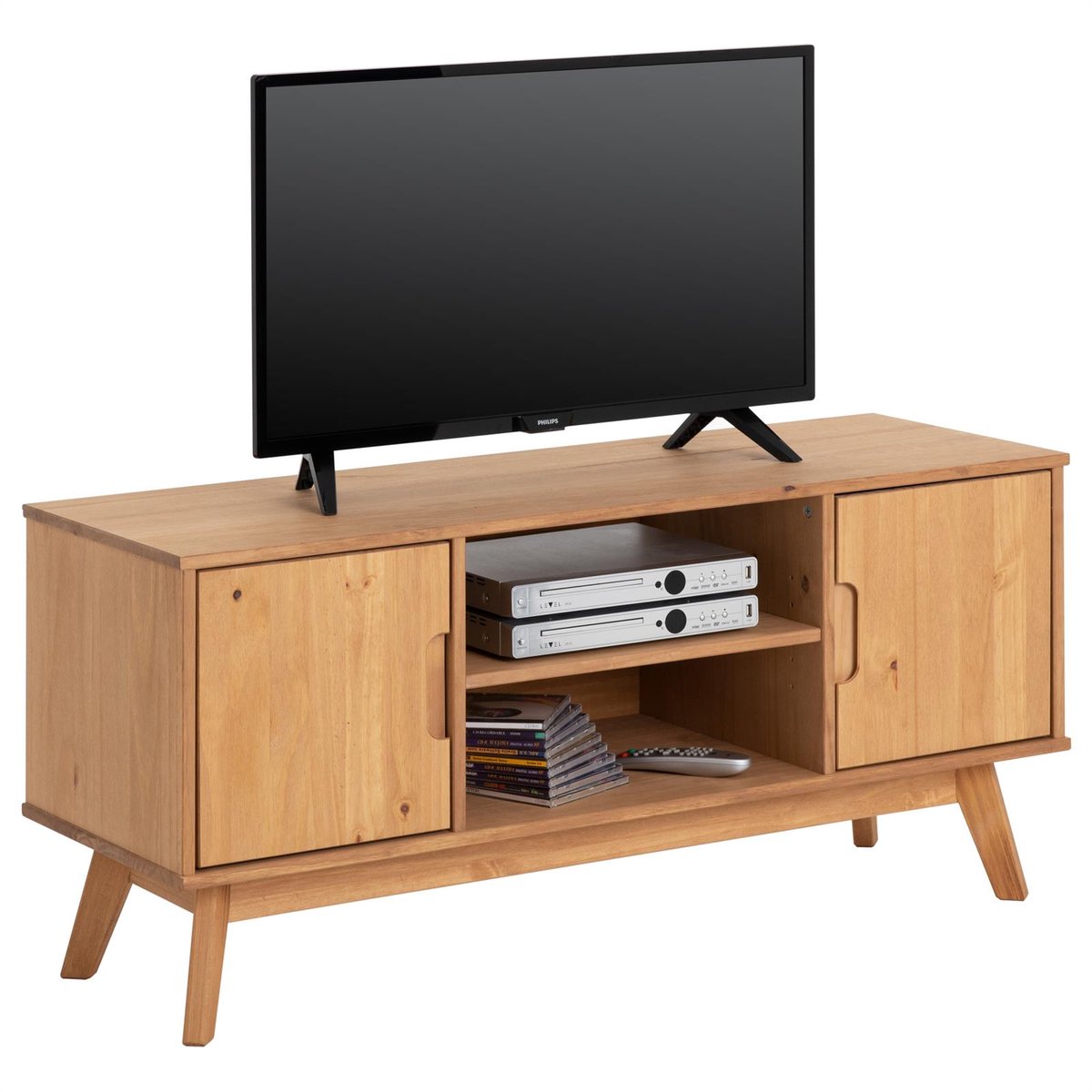 IDIMEX TV-lowboard TIVOLI 115 cm van massief hout - eiken afwerking bruin