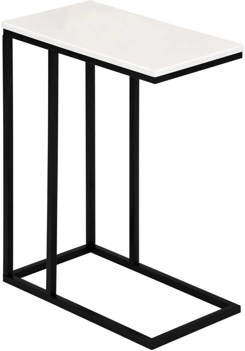 Bijzettafel DEBORA rechthoekig met MDF blad en metalen onderstel in zwart
