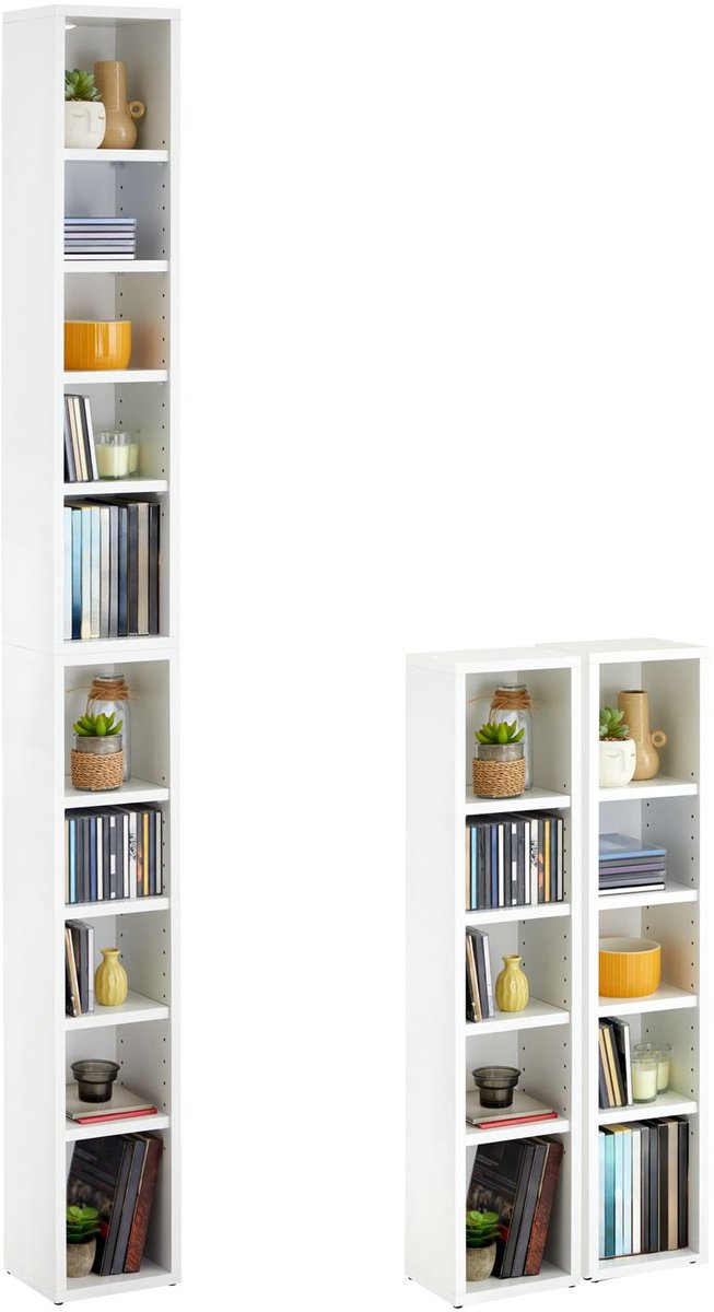 CD DVD opbergrek CHART, in wit met 10 vakken voor maximaal 160 CD's, 20x186,5 cm - Hoofdafbeelding