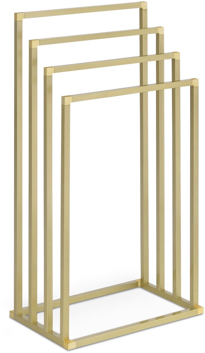 Handdoekrek SENZA vrijstaand, goud - modern handdoekrek met 4 stangen, gepoedercoat metalen frame, handdoekrek voor badkamer & gastenkamer