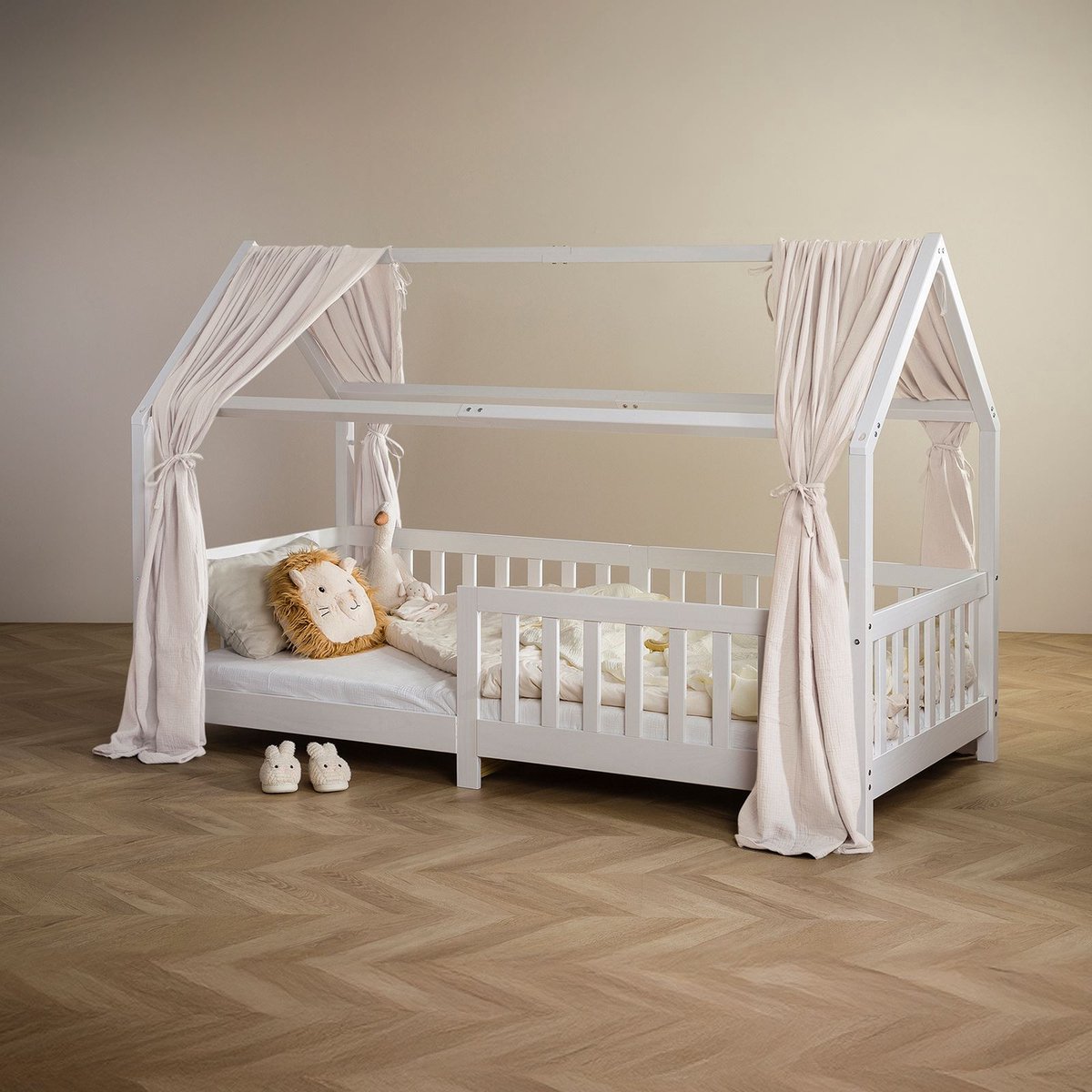 Bedhemel NENA in een set van 2 in donkerroze - bedhemel van 100% katoen, mousseline 2-laags, bedgordijn voor huisbedden, huisbeddecoratie - Hauptbild Ambiente