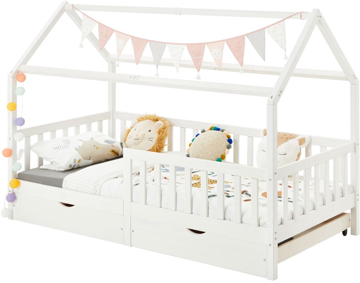 IDIMEX NUNA-huisbed 90 x 200 cm van massief hout - Wit