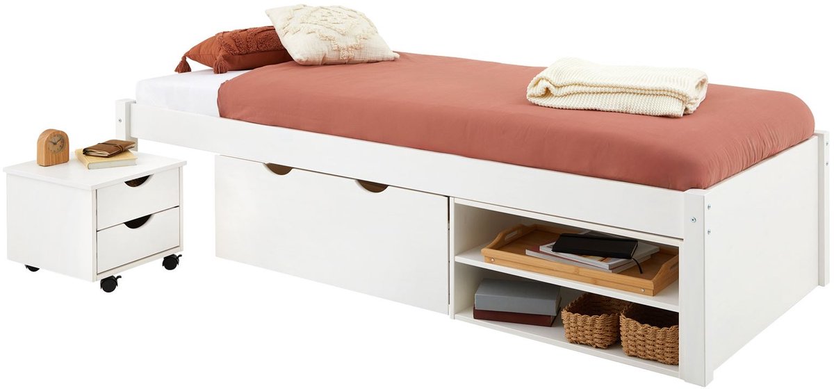 IDIMEX Ladebed SABRINA 90x190 cm van massief hout - Wit