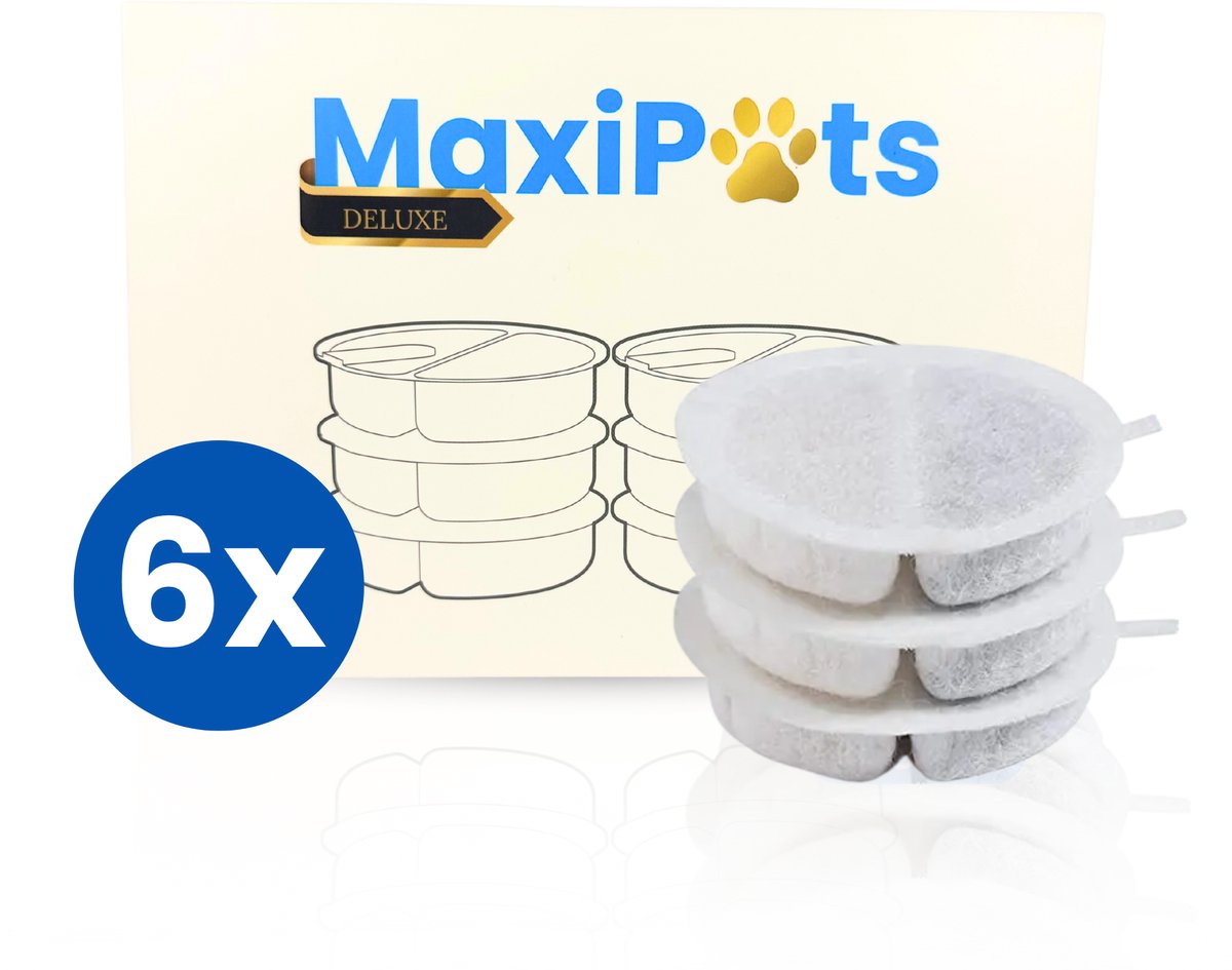 Maxipets® Filter Kattenfontein – Drinkfontein Filters – 6x Filter Drinkfontein Kat – Vervangingsfilters Deluxe Drinkfontein – 3-in-1 Waterfilter Kat & Hond