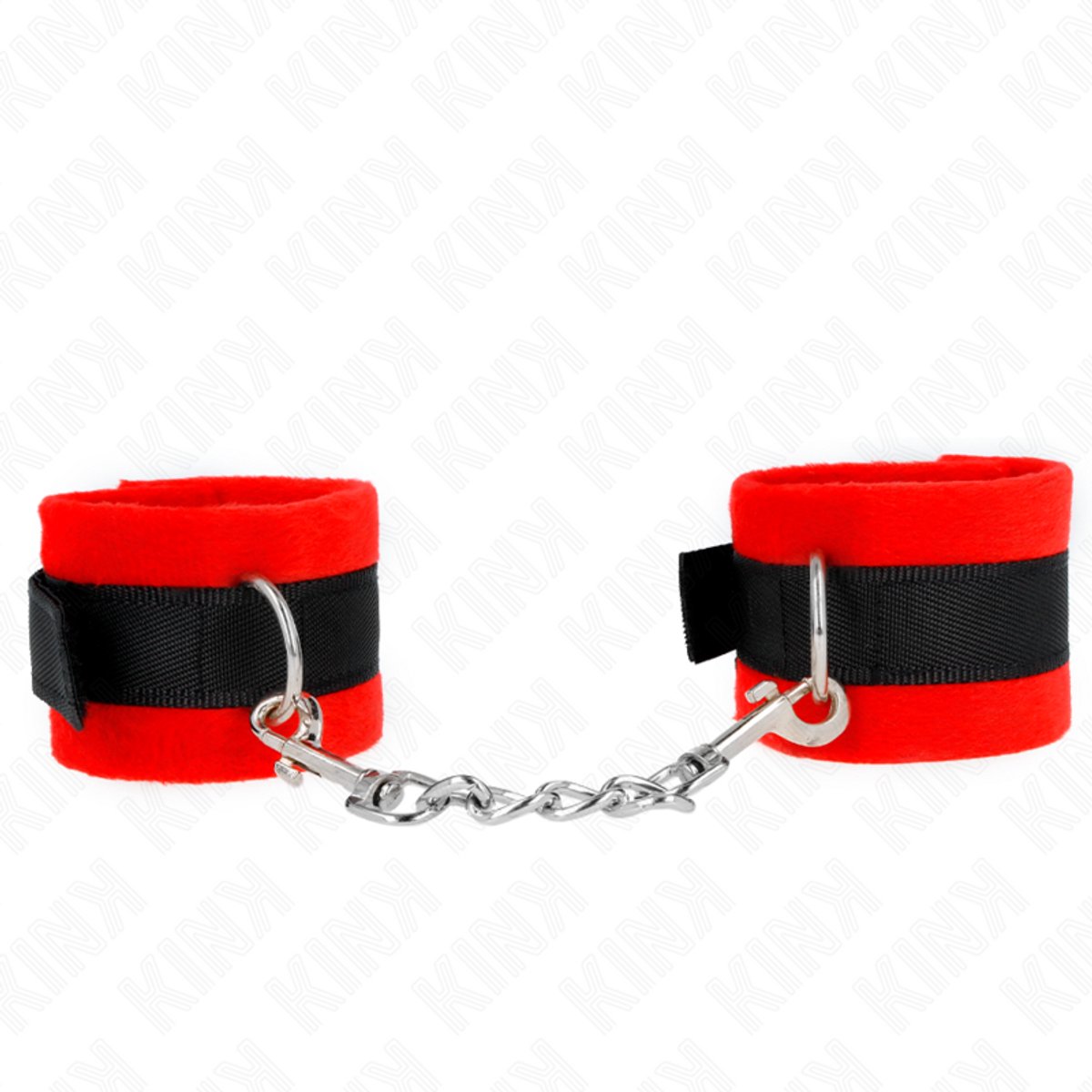 Kink - Beginner Fur Hand Cuffs Black-Red 30 X 7 Cm